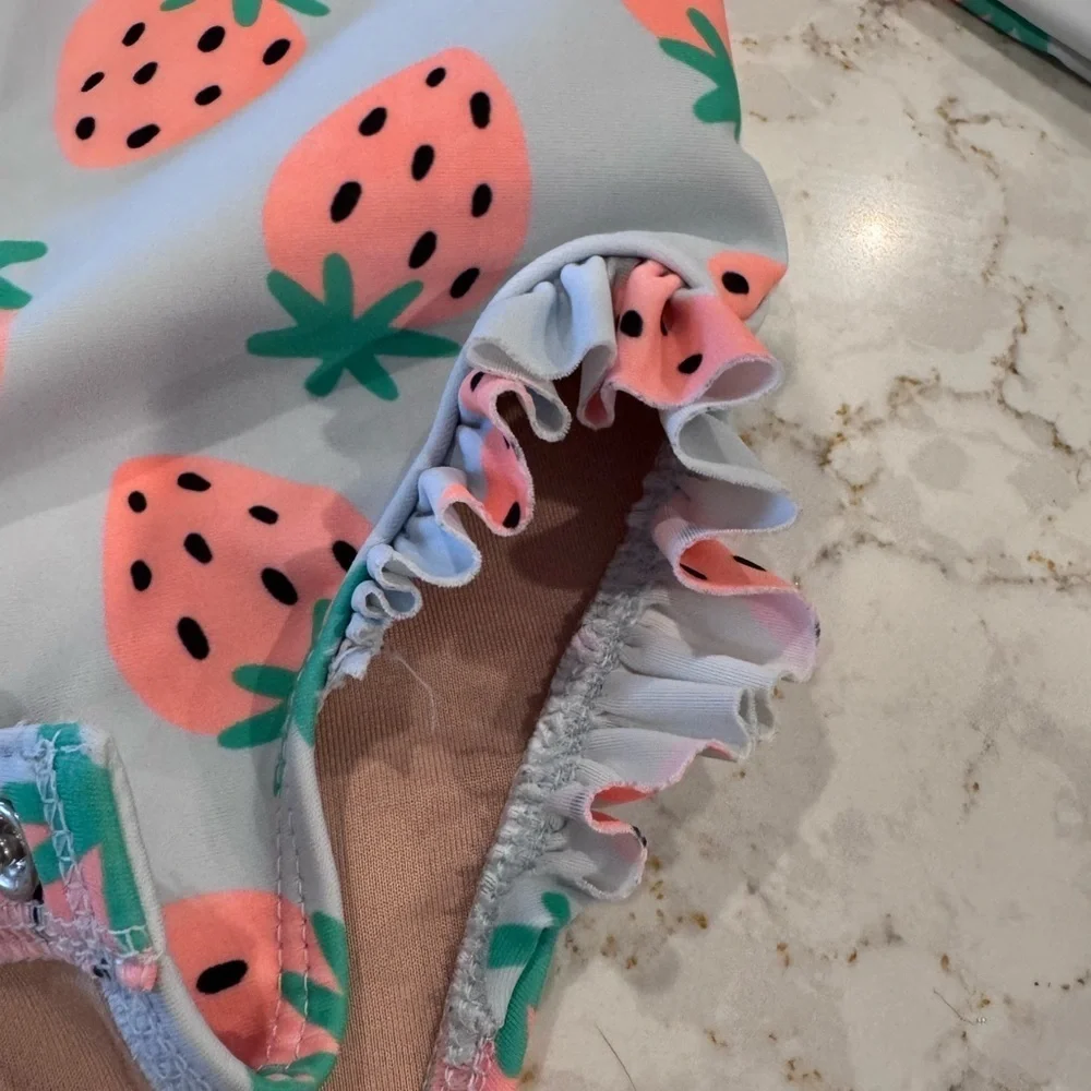 Old Navy 12-18M Strawberry Print Long Sleeve Swimsuit